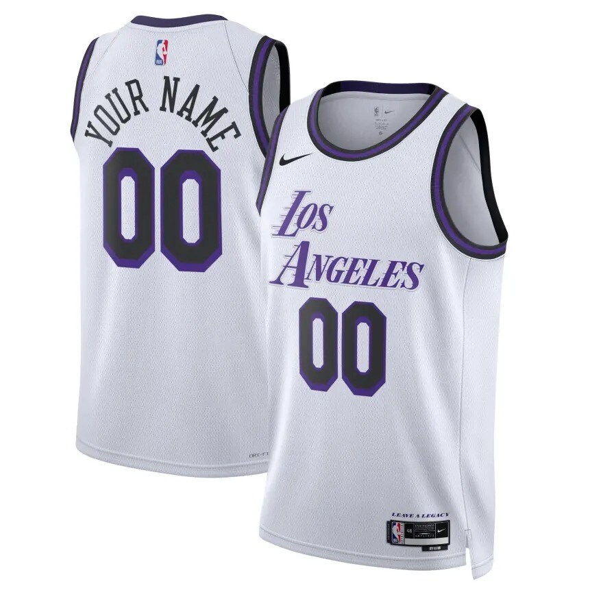 Los Angeles Lakers Unisex 2022 23 Swingman Custom Jersey City Edition White MakerPlace by Michaels