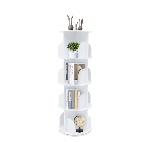 Kitcheniva 4-Tier Rotating Bookshelf 360 Bookcase Freestanding