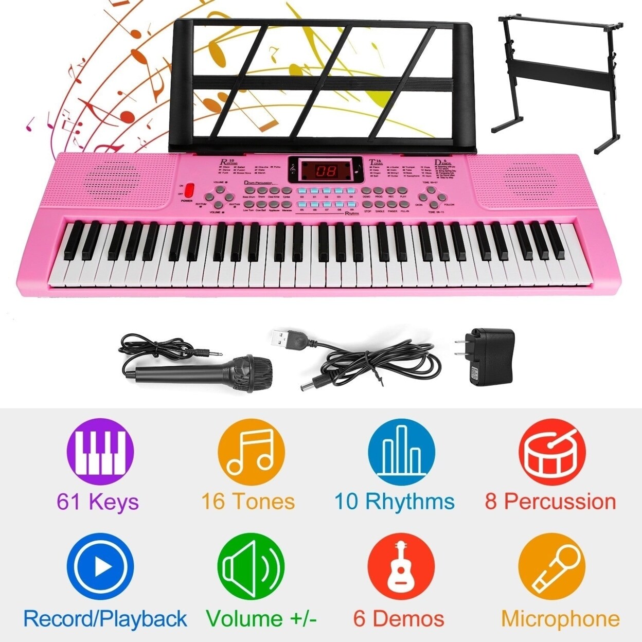 61 Keys Digital Music Electronic Keyboard Electric Musical Piano Instrument