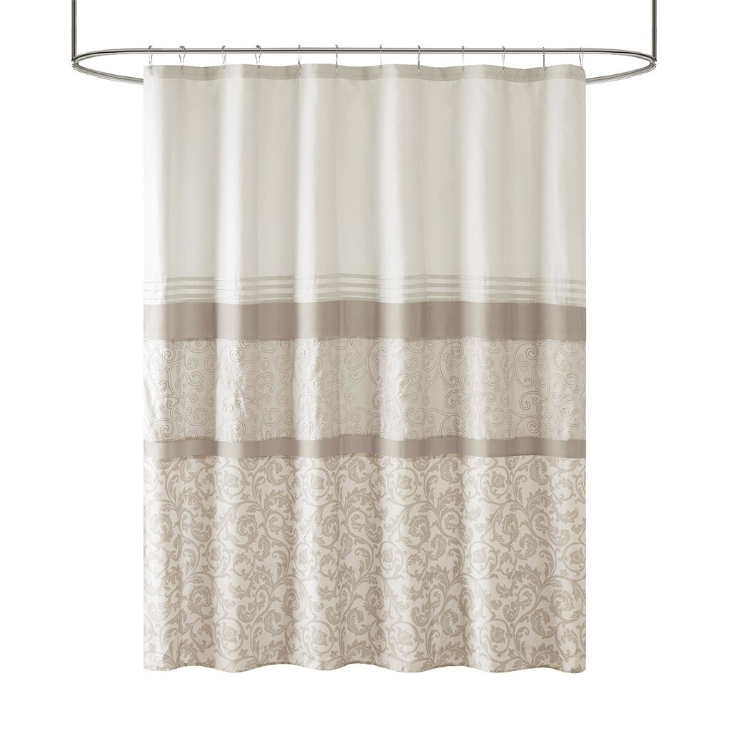 Gracie Mills Mcconnell Printed Embroidered Peiced Shower Curtain - Grace-10798