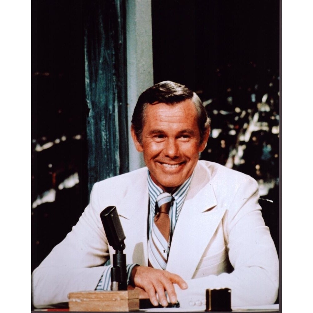 Posterazzi Johnny Carson Sitting At Desk In White Suit Photo Print  - Item  MVM03033
