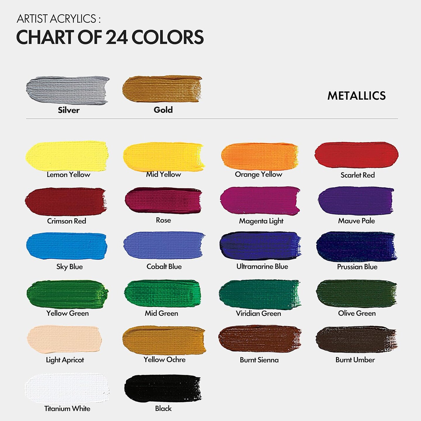 ARTIFY Acrylic Paint, Set Of 24 Color (1.29 oz, 38ml) with a storage box, Rich Pigments, Non Fading, Non Toxic Paints for Artist, Hobby Painters &#x26; Kids, Art Supplies for Canvas Painting