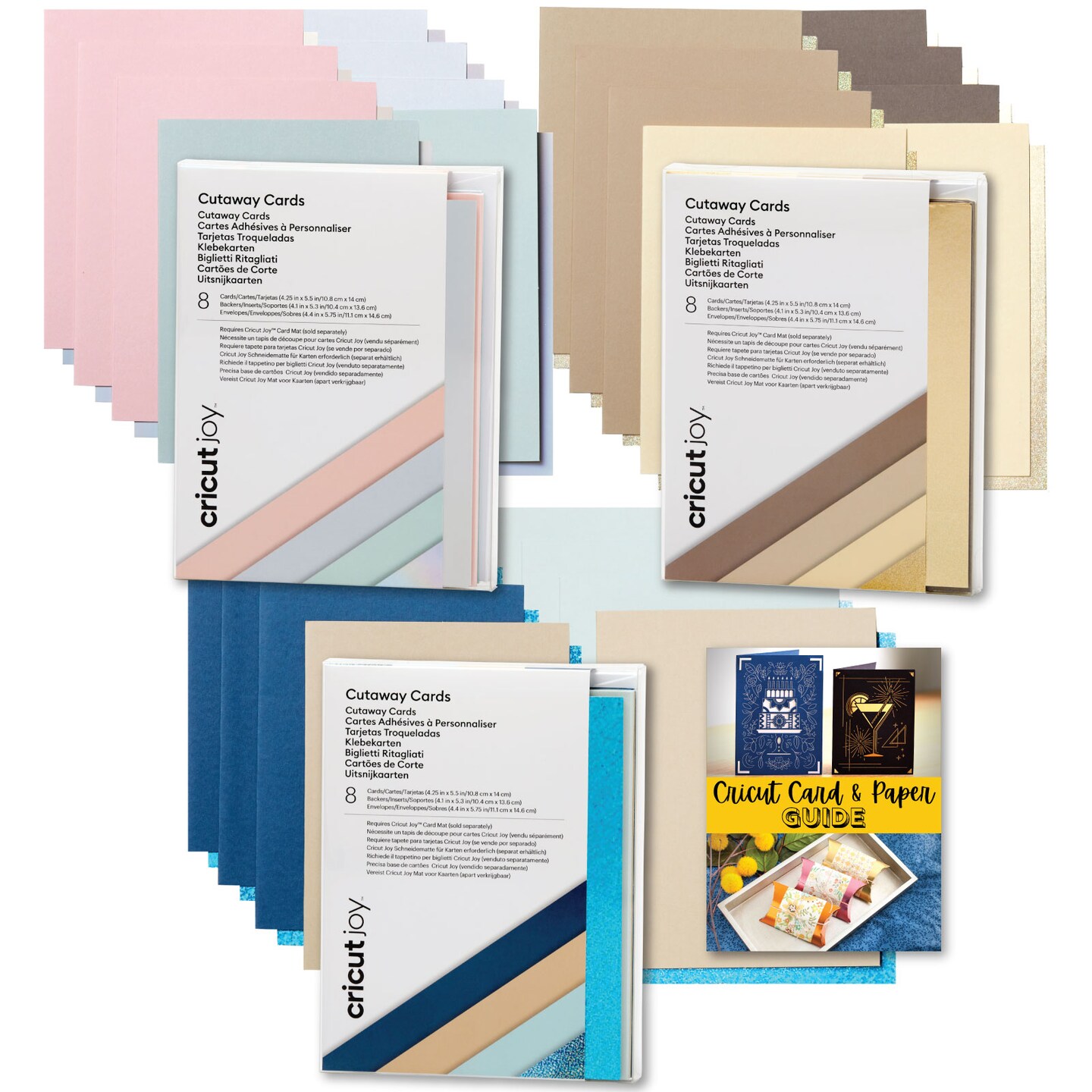 Cricut Joy Cutaway Cards Neutrals, Marina, Pastels Sampler Bundle