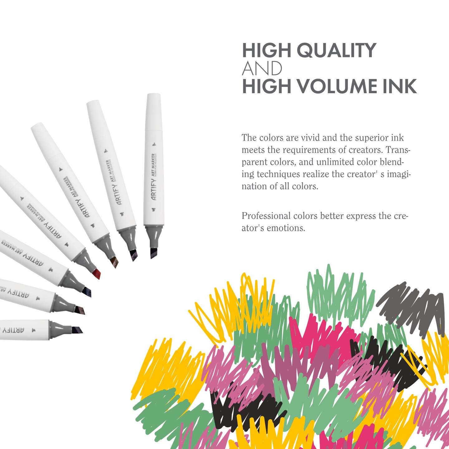 ARTIFY 80 Enhanced Colors Art Markers, Fine &#x26; Broad Dual Tips Professional Artist Markers in Case, Drawing Marker Set with Carrying Case