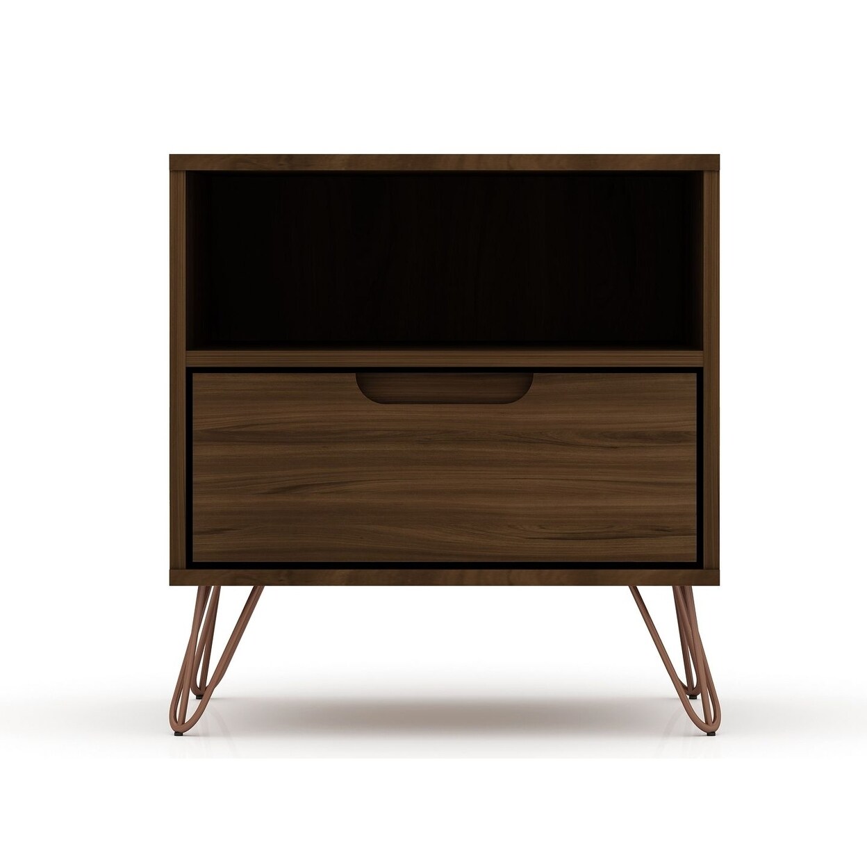 Manhattan Comfort Rockefeller 1.0 Mid-Century- Modern Nightstand with 1-Drawer
