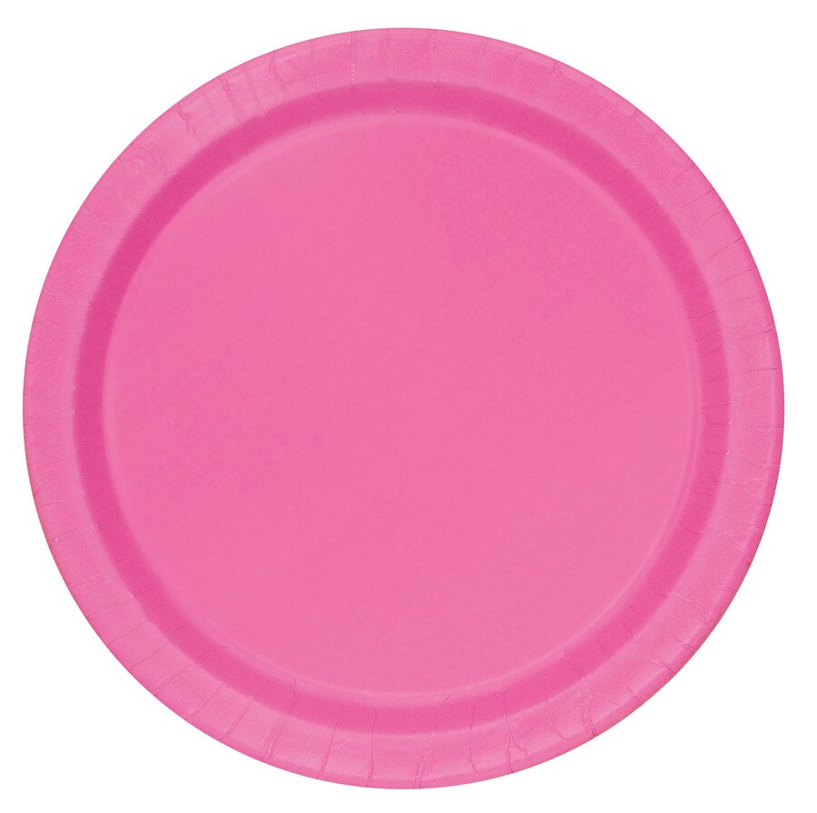 Hot Pink Solid Round 7&#x22; Dessert Plates, 8ct