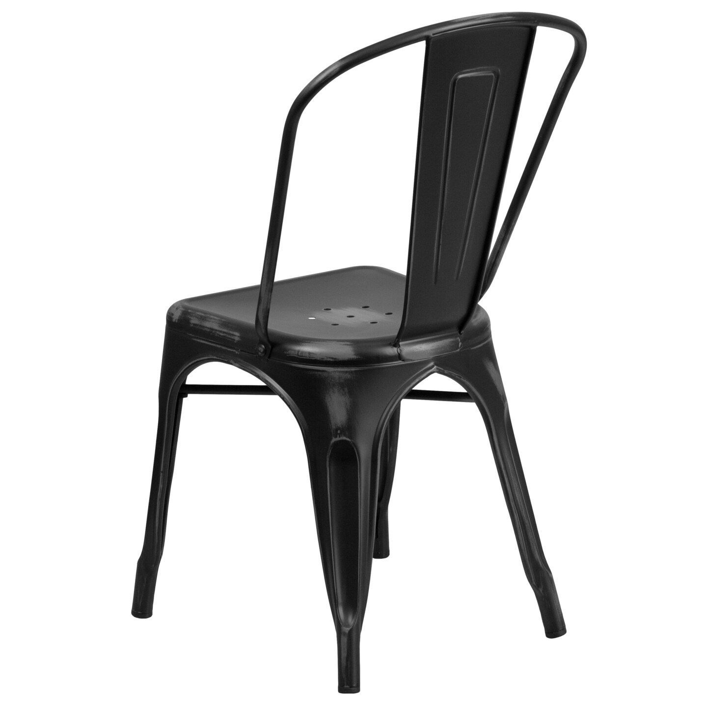 Merrick Lane Banks Indoor/Outdoor Stacking Metal Dining Chair with Single Slat Back and Distressed Powder Coated Finish