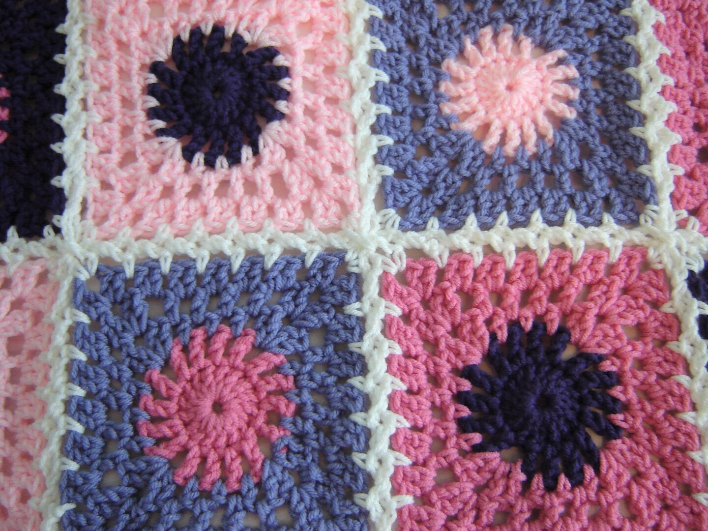 Crochet Baby Blanket Afghan Pink Purple White Polka Dot