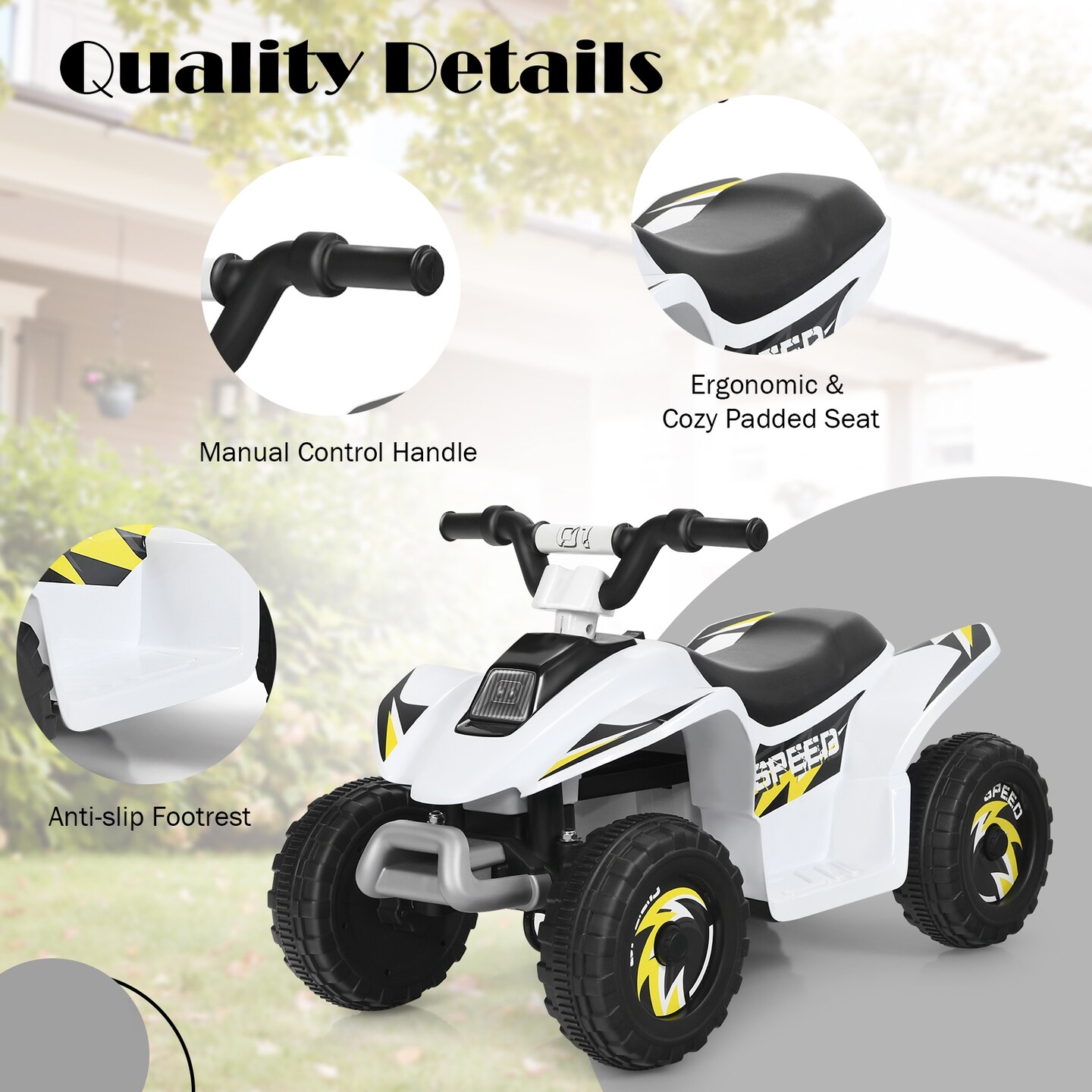 6V Kids Electric 4 Wheels Ride-On Toy with Wear-Resistant Wheels for Indoor Outdoor Use