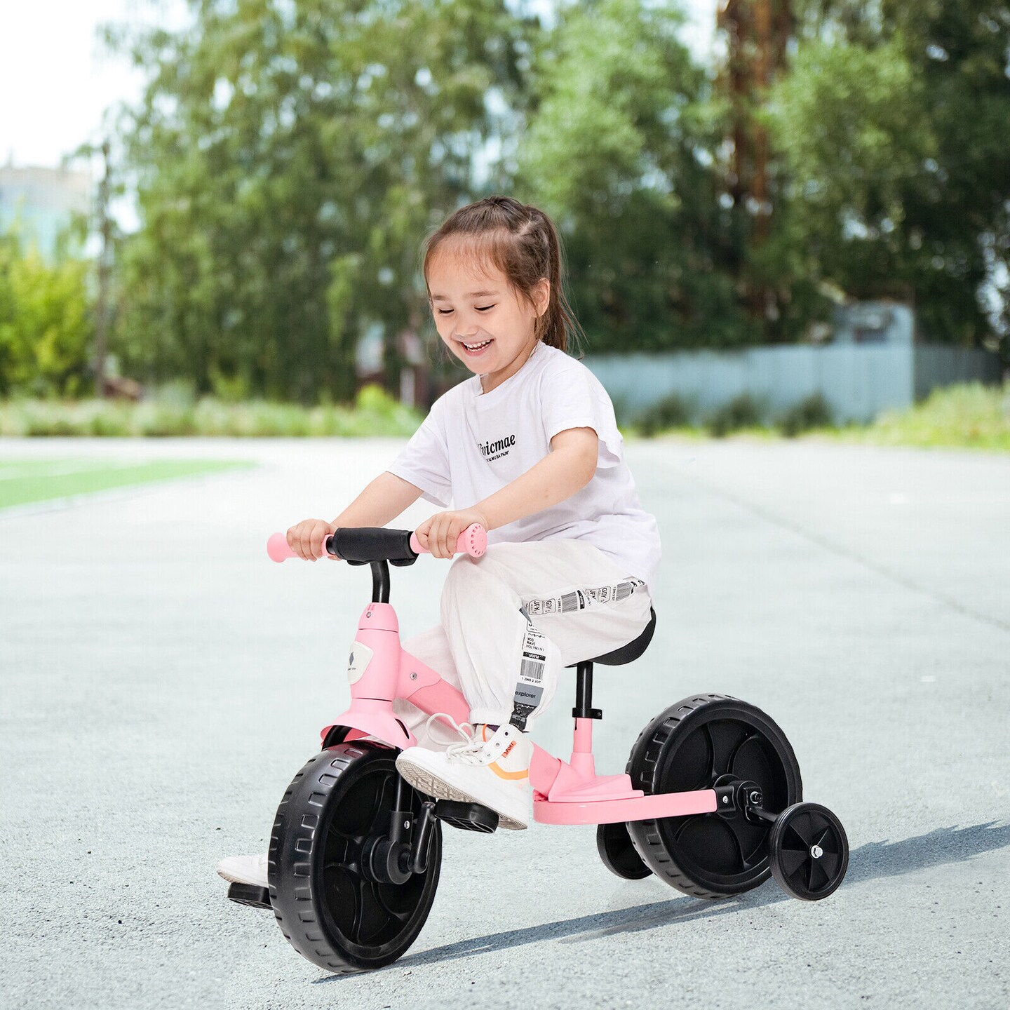 4-in-1 Kids Training Bike Toddler Tricycle with Training Wheels and Pedals
