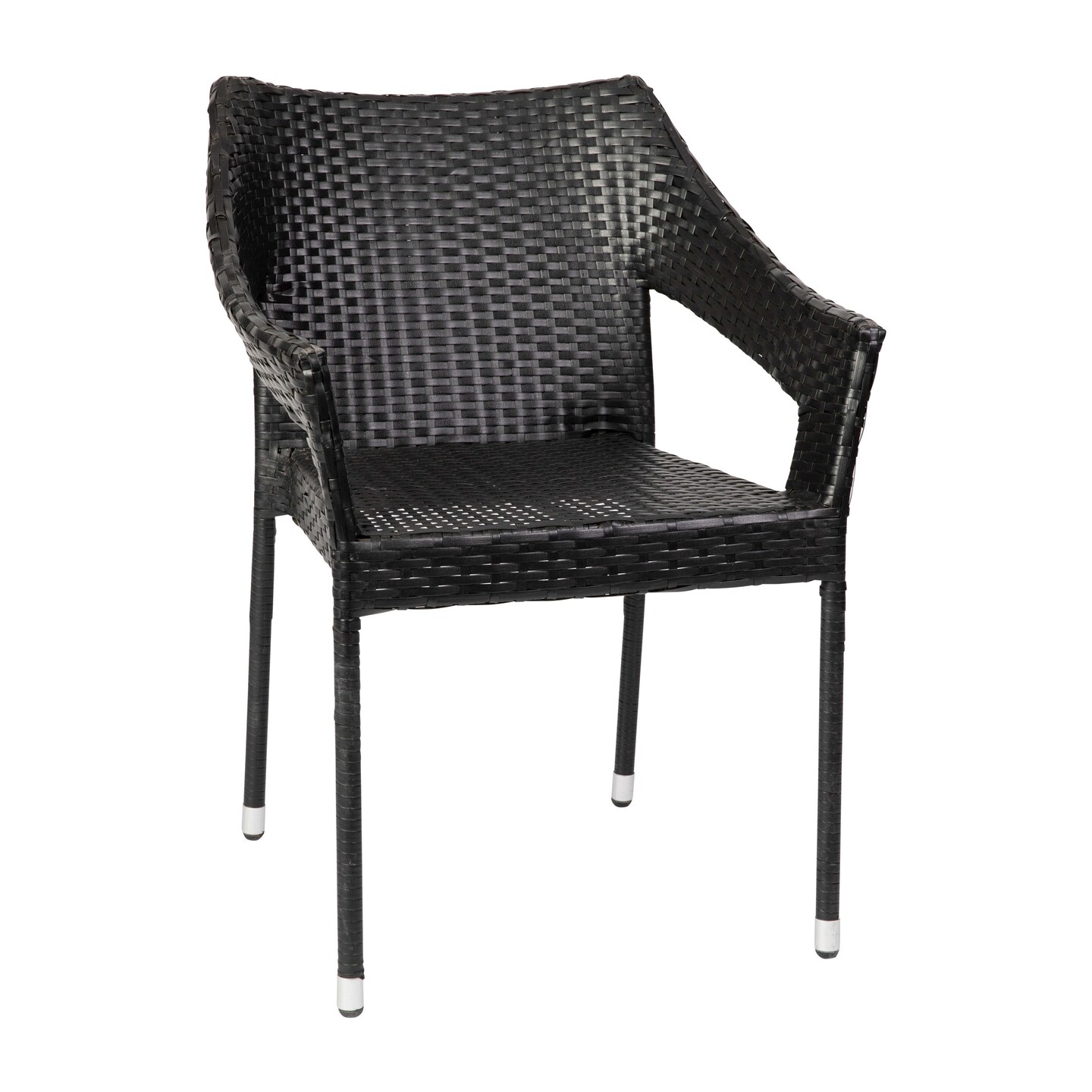 Emma and Oliver Embry All-Weather Indoor/Outdoor Stacking Patio Dining Chair with Steel Frame and Weather Resistant PE Rattan
