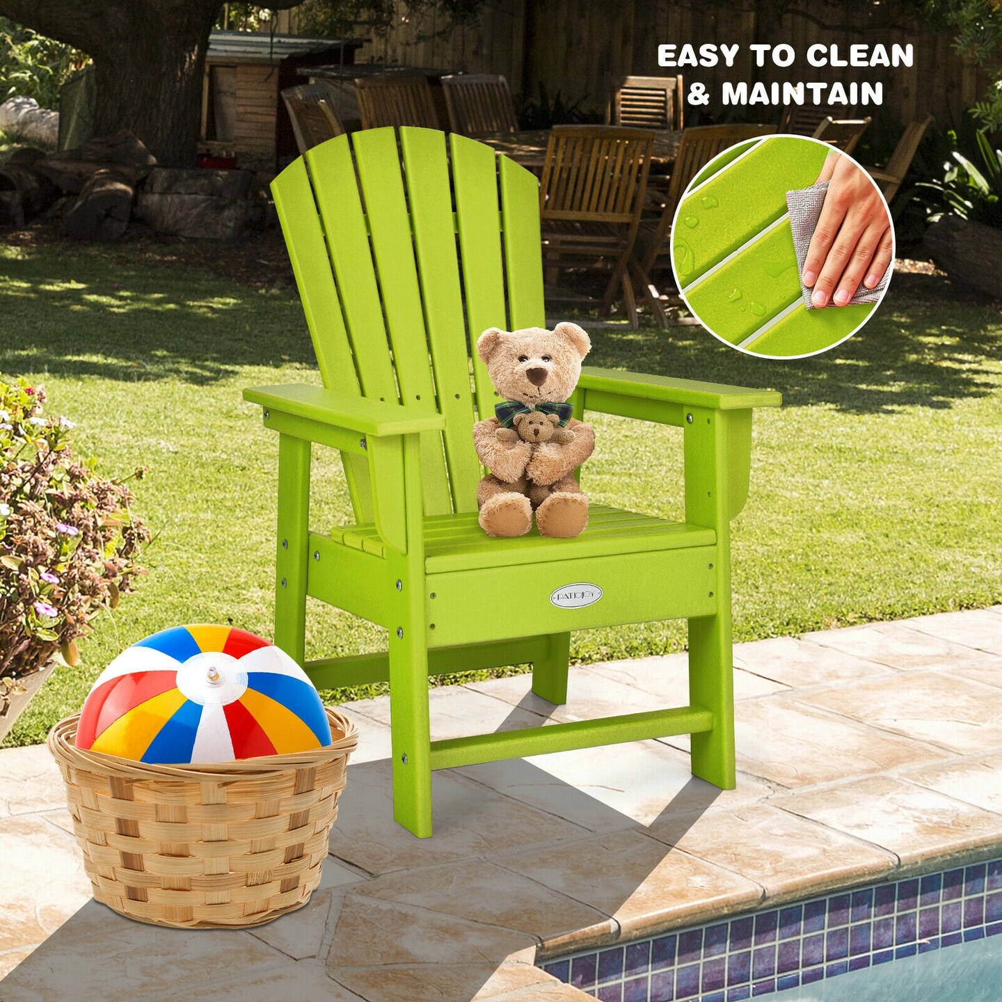 Kids Adirondack Chair with Ergonomic High Backrest and Wide Armrest Perfect Gift for Christmas or Birthdays