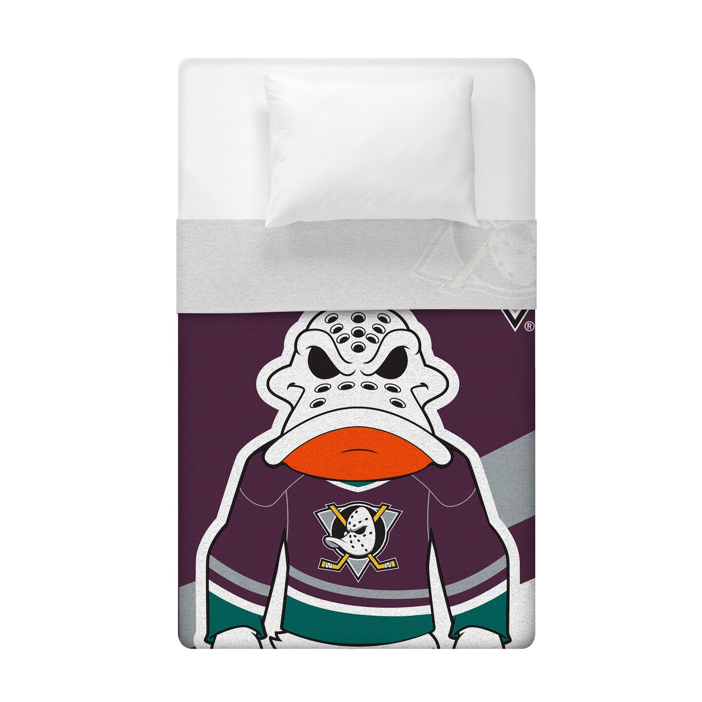 Sleep Squad Anaheim Ducks Wild Wing Mascot Throwback 60&#x201D; x 80&#x201D; Raschel Plush Hockey Blanket