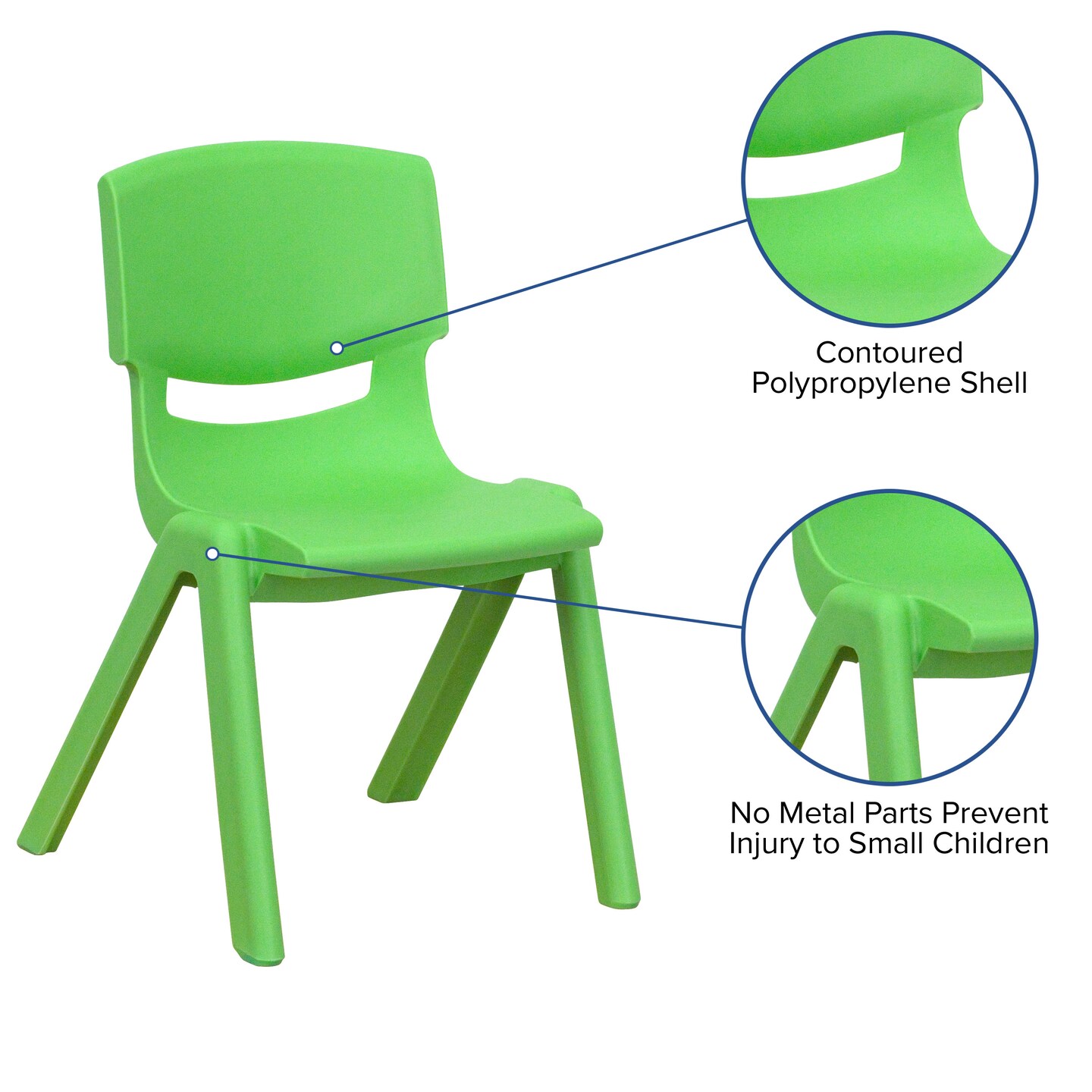 Emma and Oliver 2 Pack Plastic Stackable School Chair with 12&#x22;H Seat, Preschool Seating
