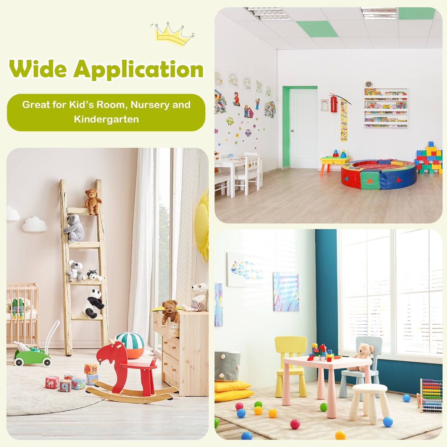Kids 5 Pieces Table and Chair Set Wooden Children Activity Playroom Furniture Gift