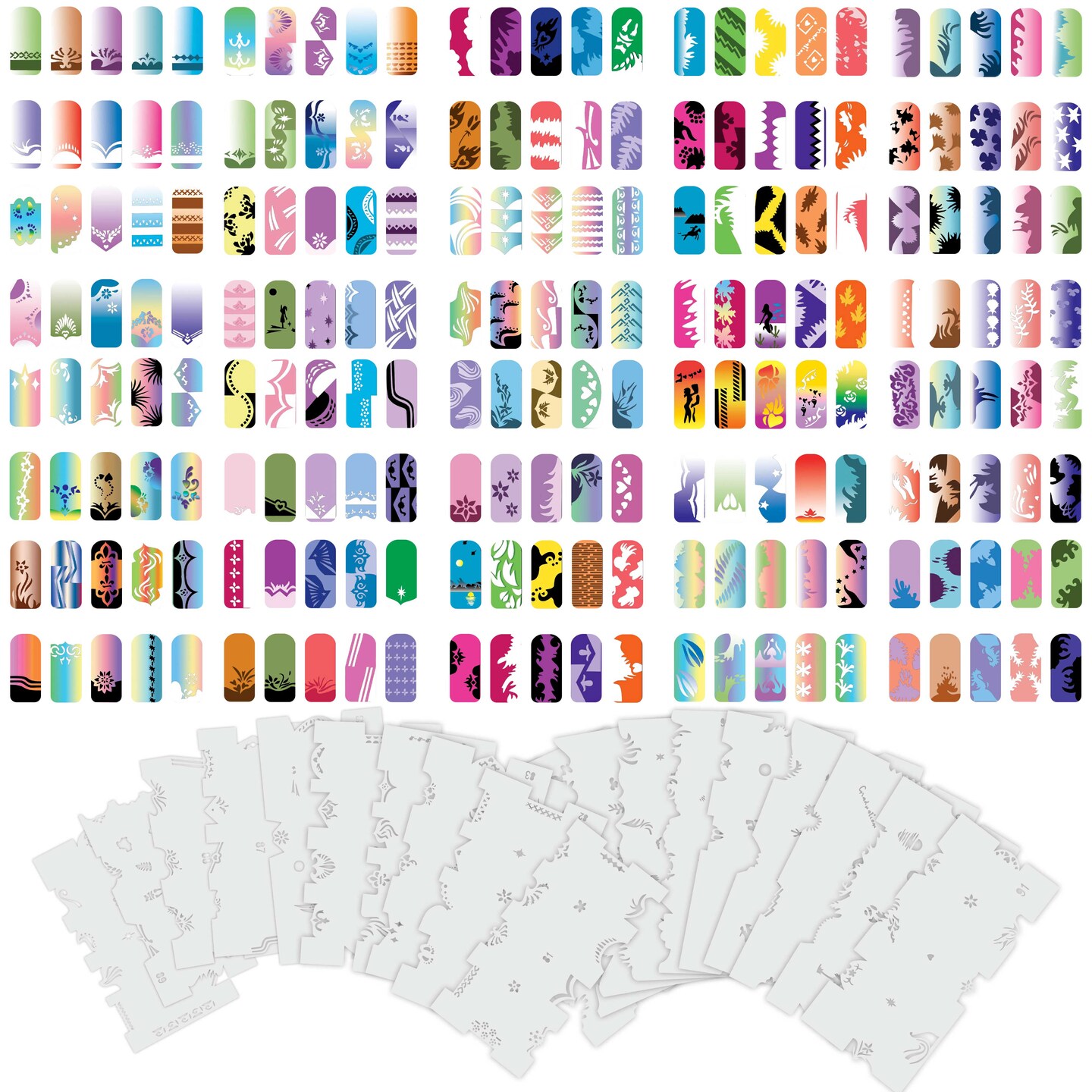 Airbrush Nail Stencils - Design Series Set # 2 Includes 20 Individual Nail  Templates with 16 Designs each for a total 320 Designs of Series #2