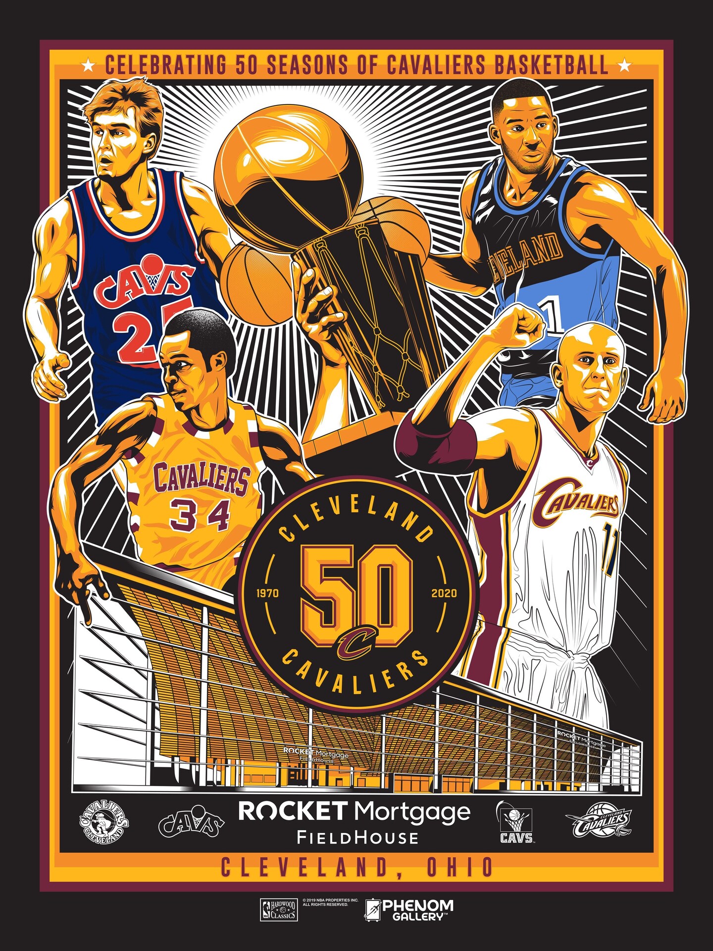 Phenom Gallery Cleveland Cavaliers 50th Anniversary 18&#x22; x 24&#x22; Serigraph