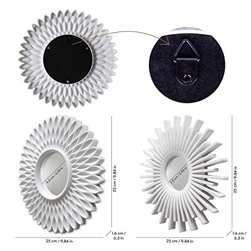 3 Pack Wall Mirrors White Mirrors for Home Decor, Bedroom Decor &#x26; Room Decor | White Wall Mirror Round Minimalist | Circle Mirror, Vintage &#x26; Chic Round Mirror - Gifts for Women, Mums