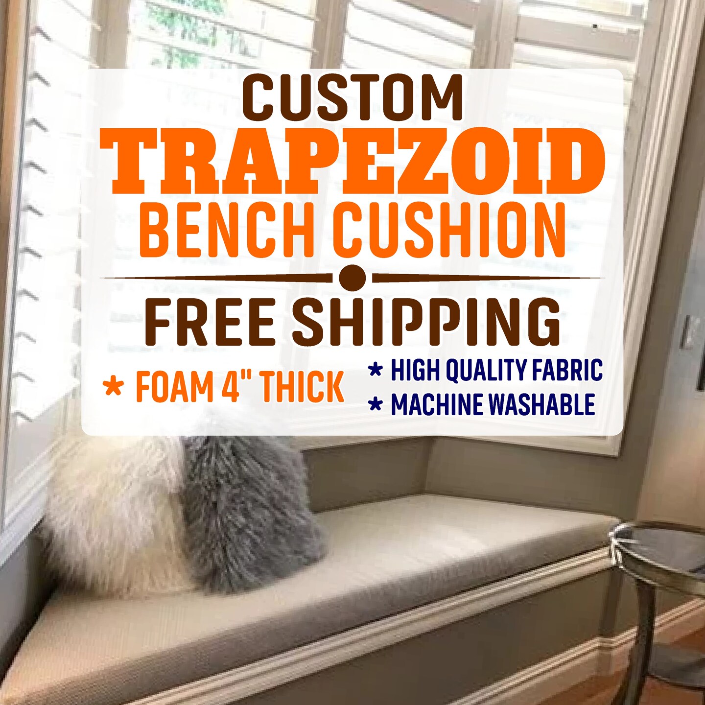 Bay Window Seat Cushion, Trapezoid Bench Seat, Custom Cushion