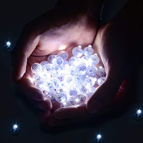 100 Pieces Mini Round LED Ball Lamp Balloon Light,Long Standby Time Ball Balloon Lights for Paper Lantern Balloon Light Party Wedding Decoration,Party Birthday,Festival Decorative Lights(White)…