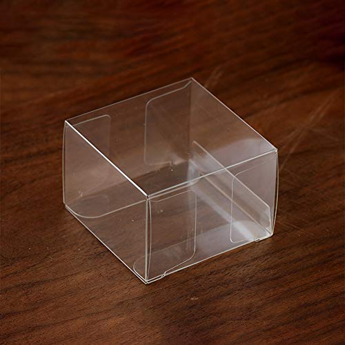 Newbested 100 Pack Clear Plastic Macaron Boxes,Transparent Chocolate Candy Cookies Malt Balls Mini Gift Packing Boxes for Valentine&#x27;s Day Wedding Party Baby Shower Display(2.17&#x22; x 2.17&#x22; x 1.38&#x22;)