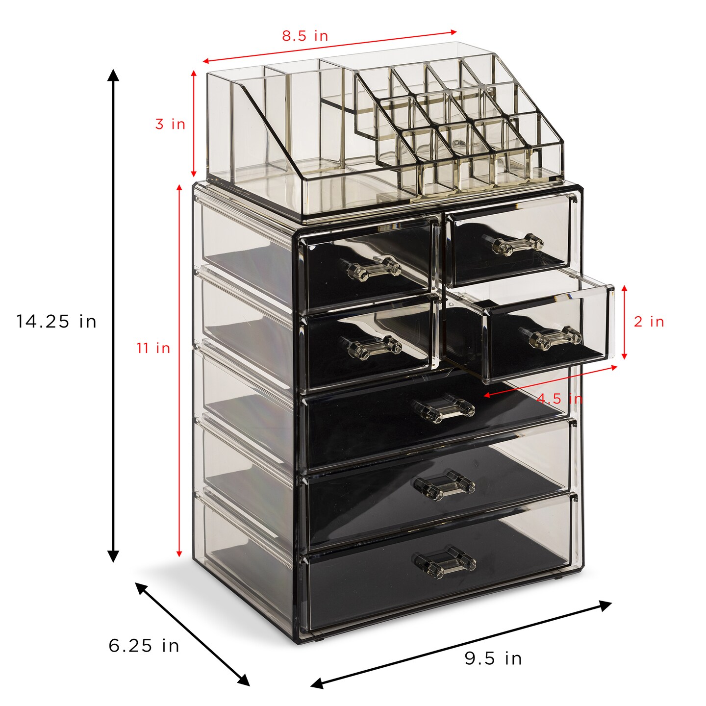 Sorbus Medium Makeup Organizer Set - (3 Large / 4 Small Drawers/Top Tray)