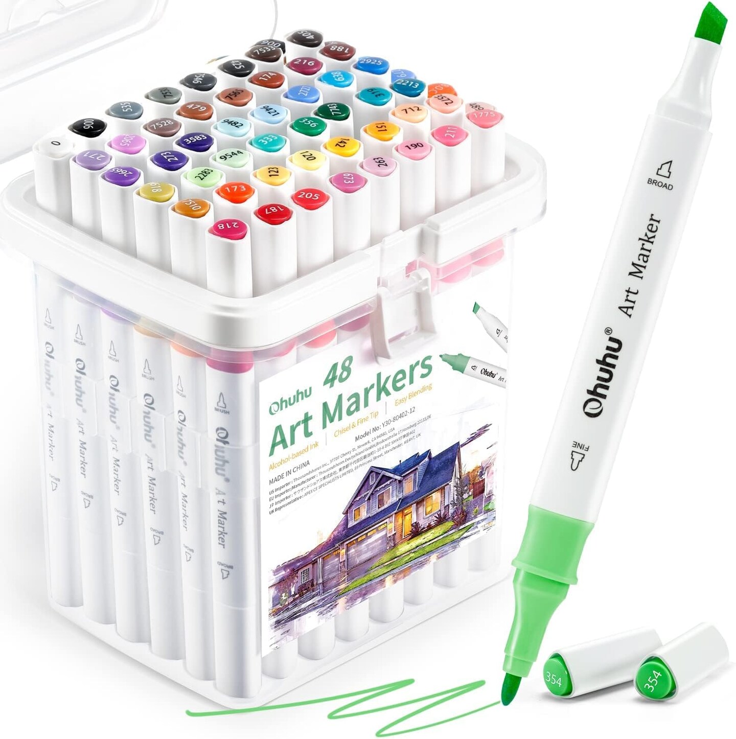 48 Colors Alcohol Markers Set, Fine & Chisel Dual Tips Art Markers for  Coloring