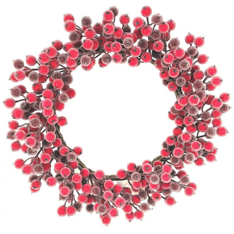 18" Vibrant Red Magic Berry Wreath with Lifelike Berries, Floral Home by Artificial Flowers