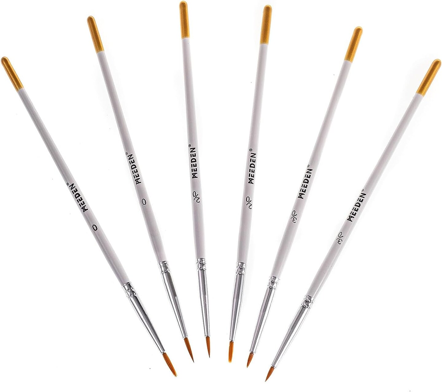 MEEDEN Miniature Detail Paint Brushes, 2/0 3/0 0 Small Fine Tip Paintbrush Set for Acrylic Watercolor Painting, Model Paint Brush for Craft, Nail