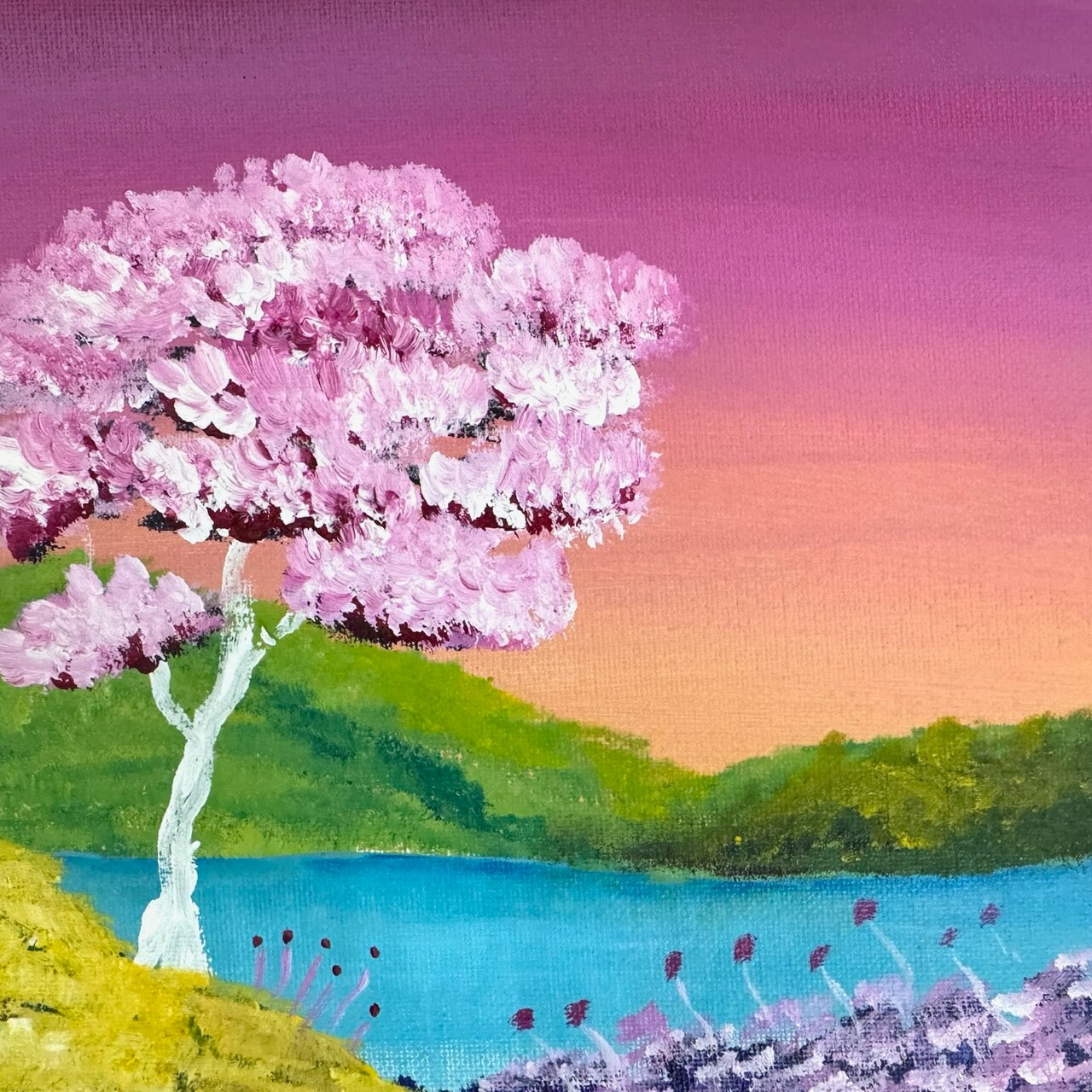 Acrylic Painting By The Lake For Beginners