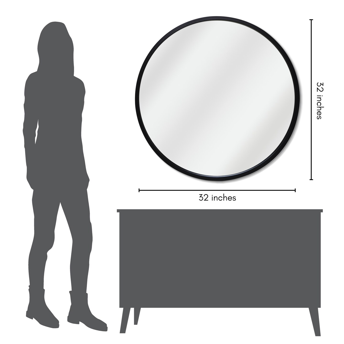 Americanflat Framed Round Mirror - Circle Mirror for Bathroom, Bedroom, Entryway, Living Room - Large Black Circle Mirror for Wall D&#xE9;cor