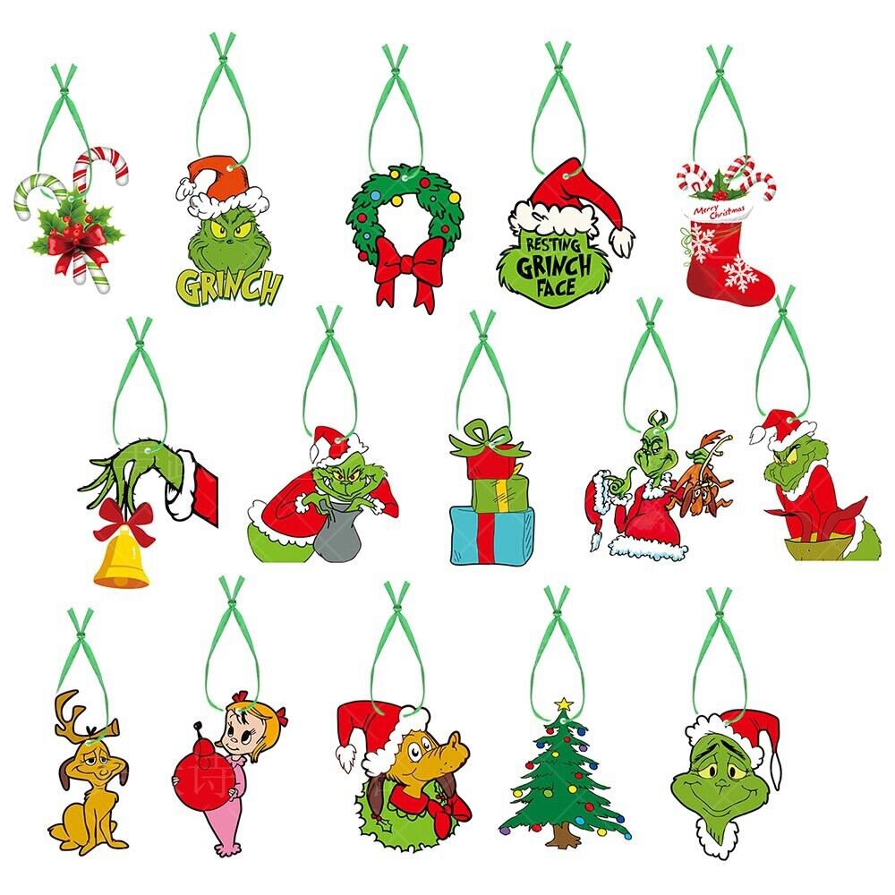 Kitcheniva Merry Christmas Grinch Ornaments 15 Pcs