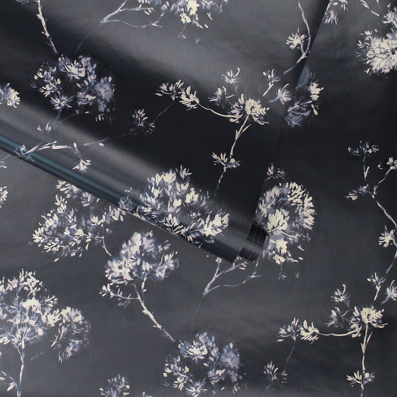 Tempaper Sun-Bleached Floral Peel and Stick Wallpaper Midnight Blue/Yellow