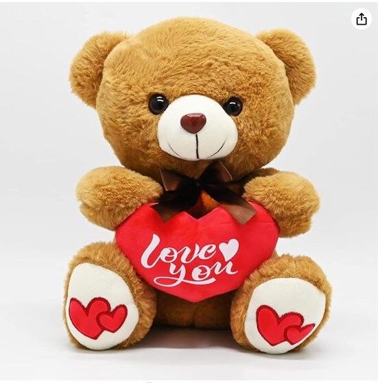 14-Inch Valentine&#x27;s Day Plush Teddy Bear with Red Heart