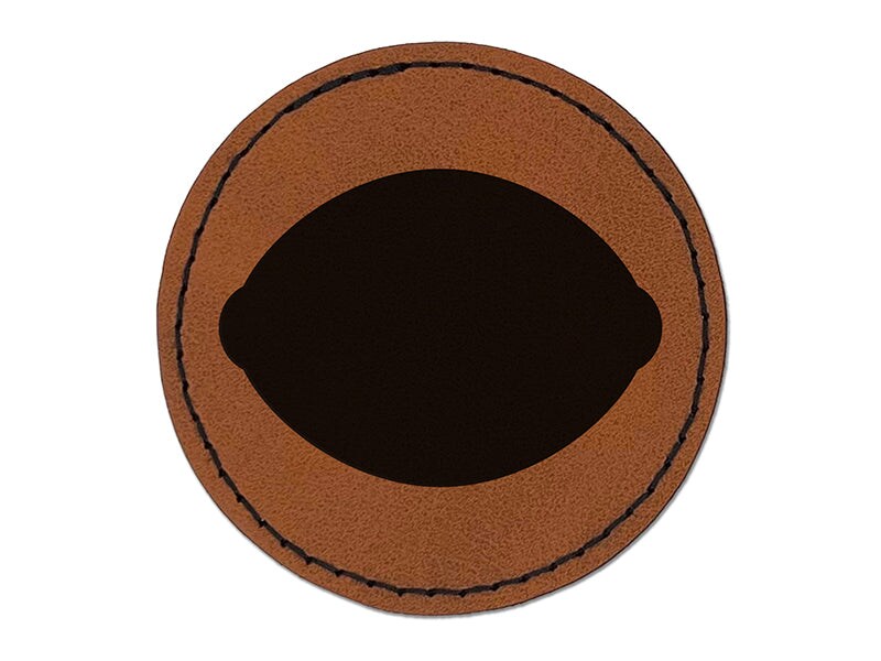 Lemon Fruit Solid Round Iron-On Engraved Faux Leather Patch Applique - 2.5&#x22;