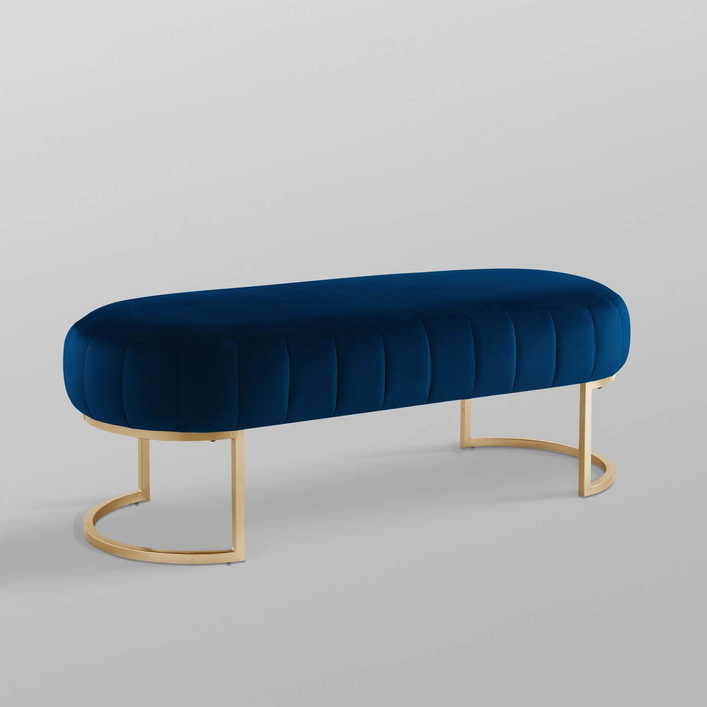 Mohit Leather/Velvet Channel Tufted  Bench