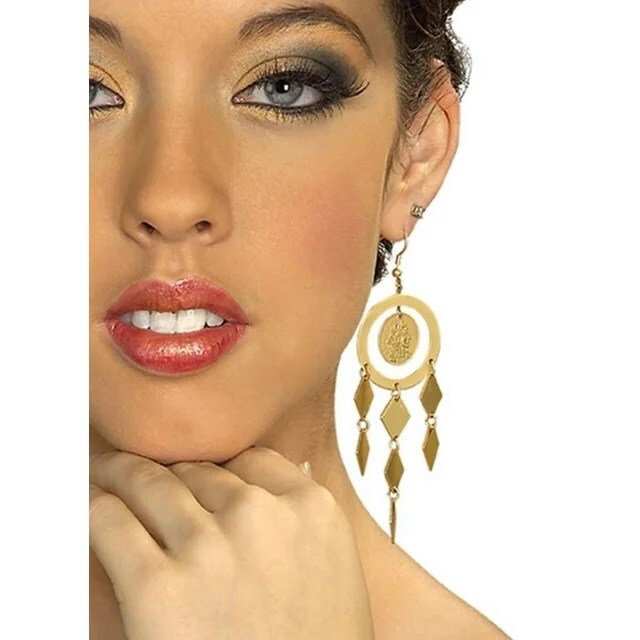 Gold Coin Earrings Grecian Goddess Halloween Cosplay Costume Accessory