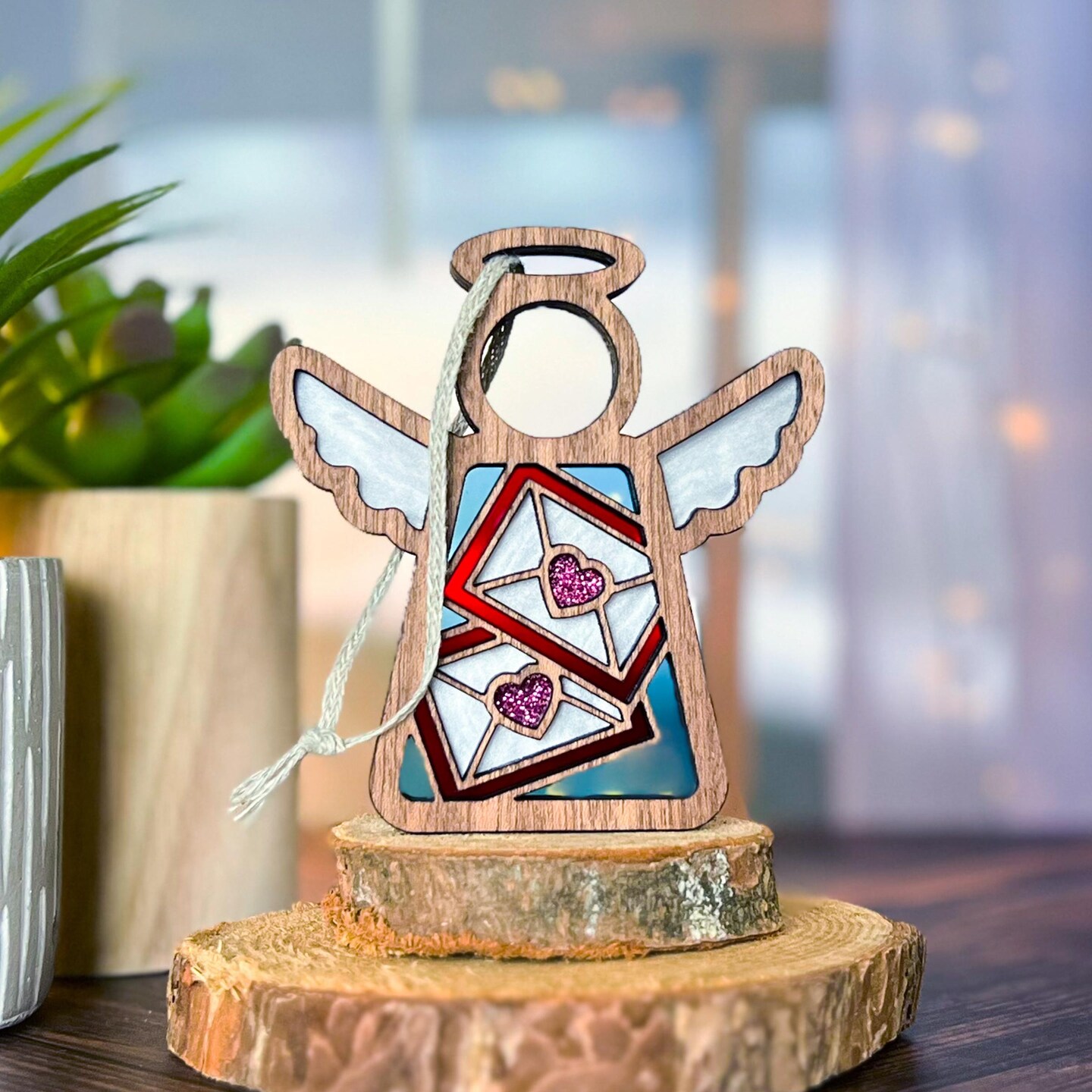 3.5" (H) Letters of Love Ornament - Handcrafted in Texas - Mother's Angels® Christmas Angel Wings Figurine