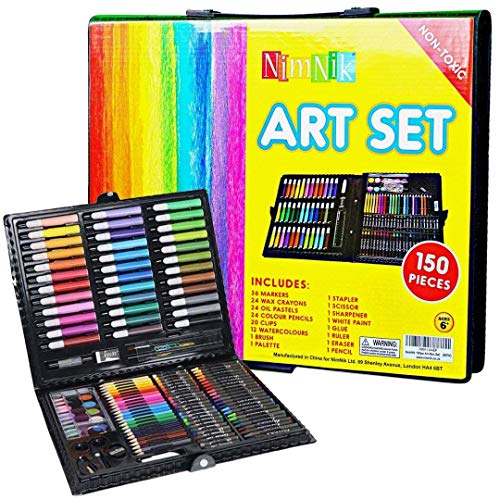 NIMNIK Art Supplies Girls Art Set Case - 150 pcs Art Supplies Coloring Set for Ages 3-6 Artist Drawing Kits for&#xA0;Girls Boys School Projects | Art Kits Sets