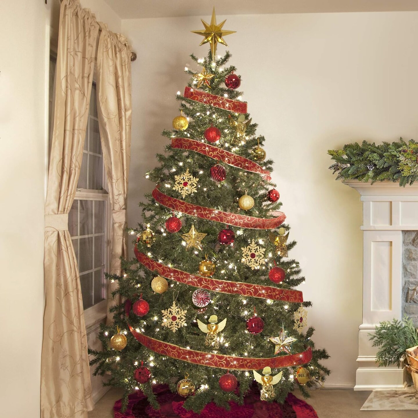 Large Star Christmas Tree Topper (Collapsible) Holographic Gold 11 Inches Star of Bethlehem Eight Pointed 8-Point Ornament