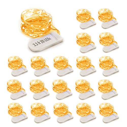 20 Pack LED Fairy Lights Battery Operated String Lights 3.3ft 20 Mini Fairy Lights Battery Powered Party Wedding Centerpiece Decorations Crafts Mason Jar Lights Firefly Lights, Warm White
