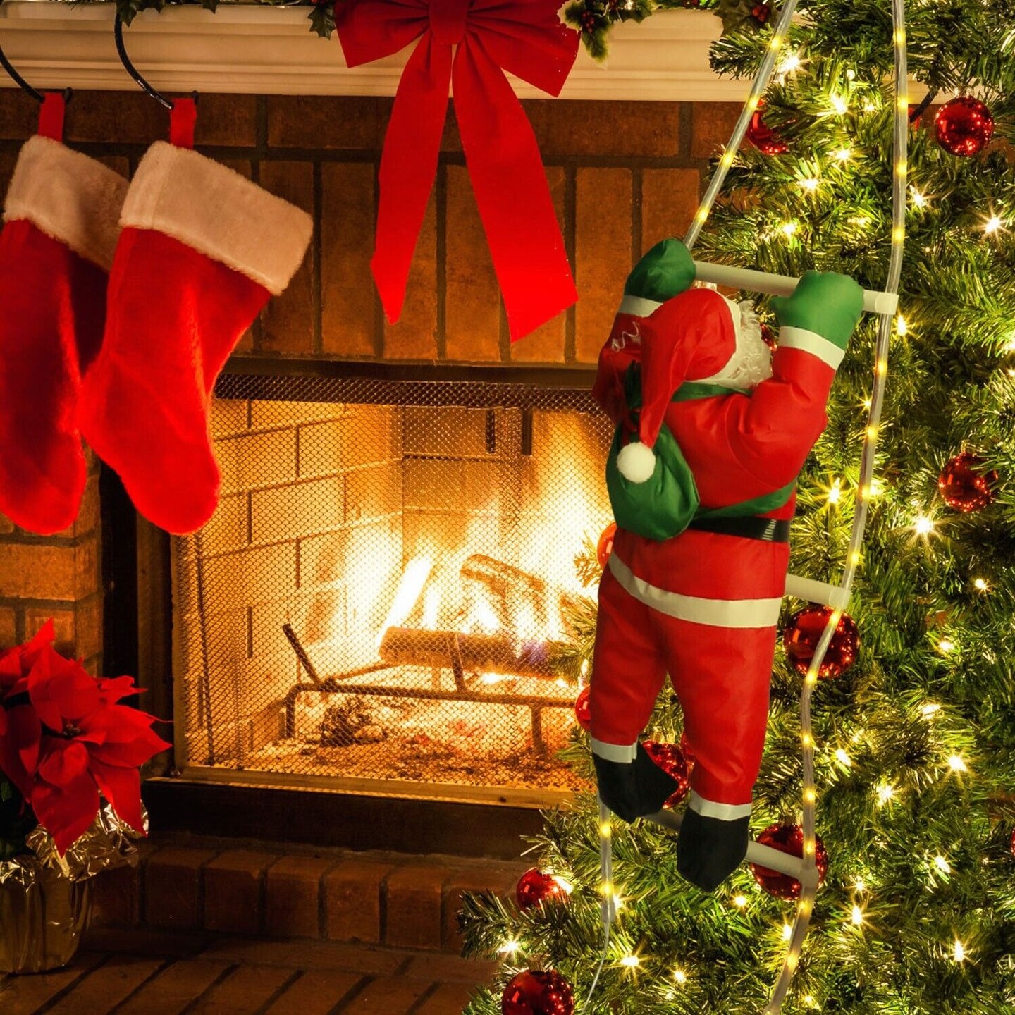 LED Santa Claus Ladder Christmas Light Decoration