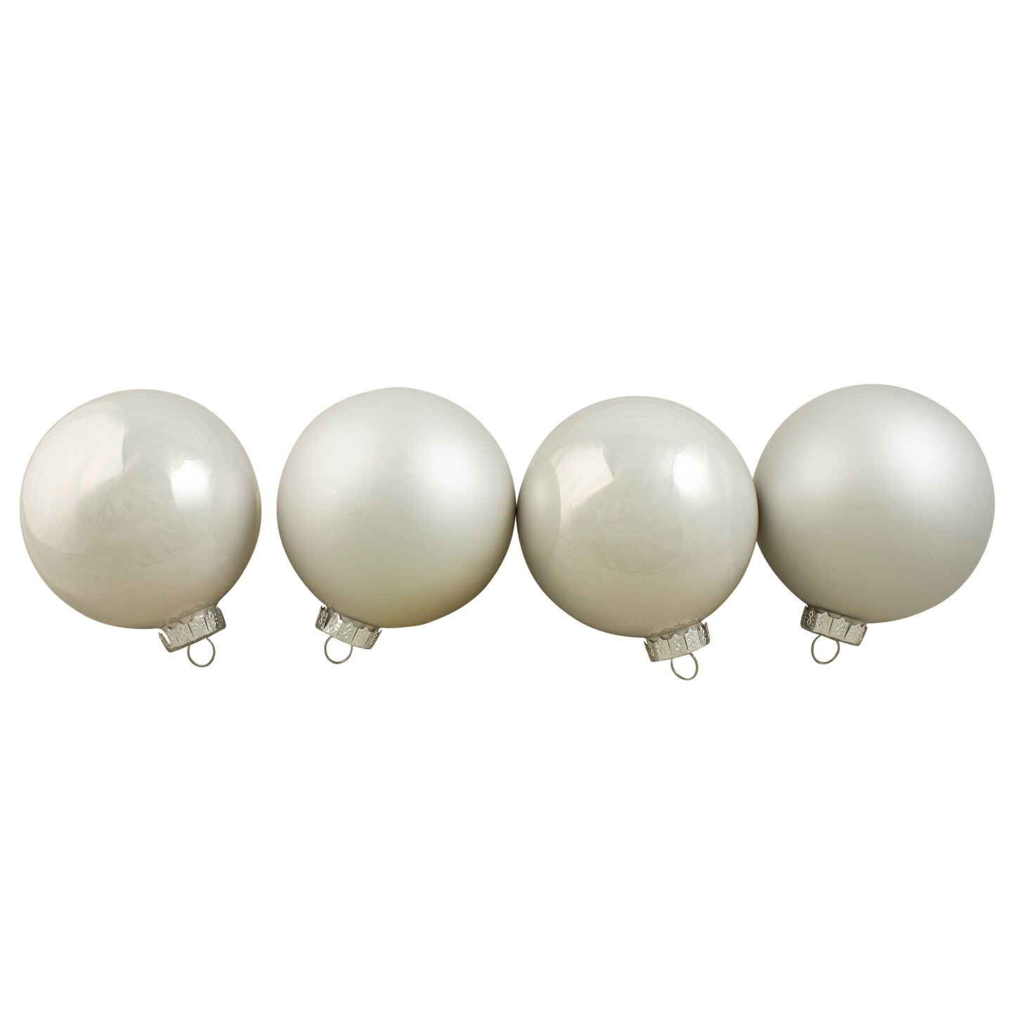Northlight 4ct Pearl and Matte White Glass Ball Christmas Ornaments 4&#x22; (100mm)