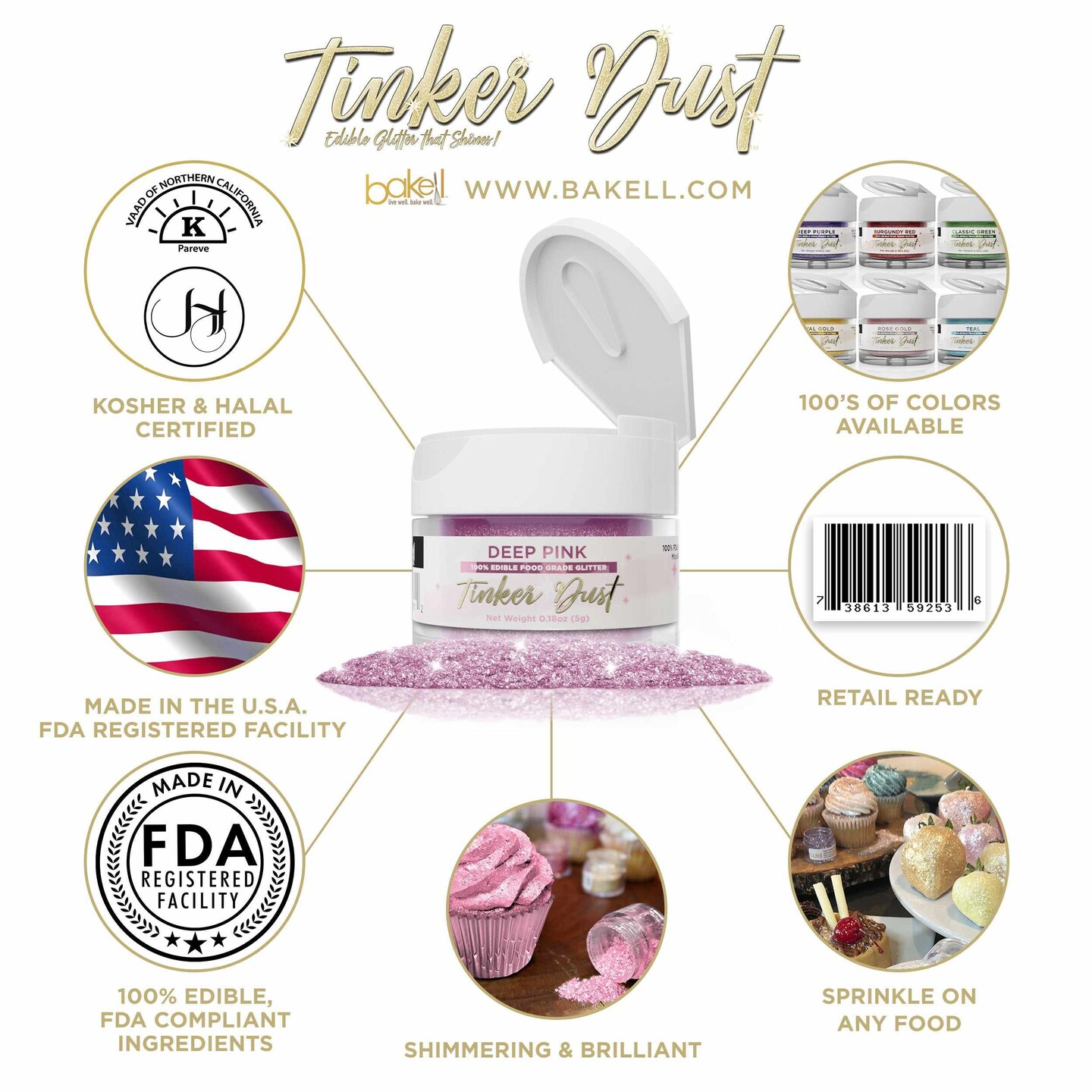 Deep Pink Edible Glitter | Tinker Dust&#xAE; 5 Grams