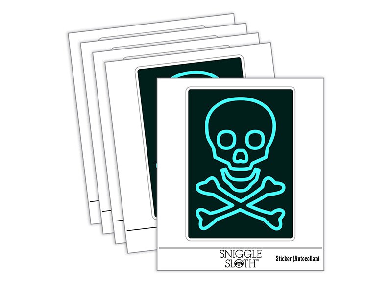 Skull and Crossbones Outline Waterproof Vinyl Phone Tablet Laptop Water Bottle Sticker Set - 5 Pack