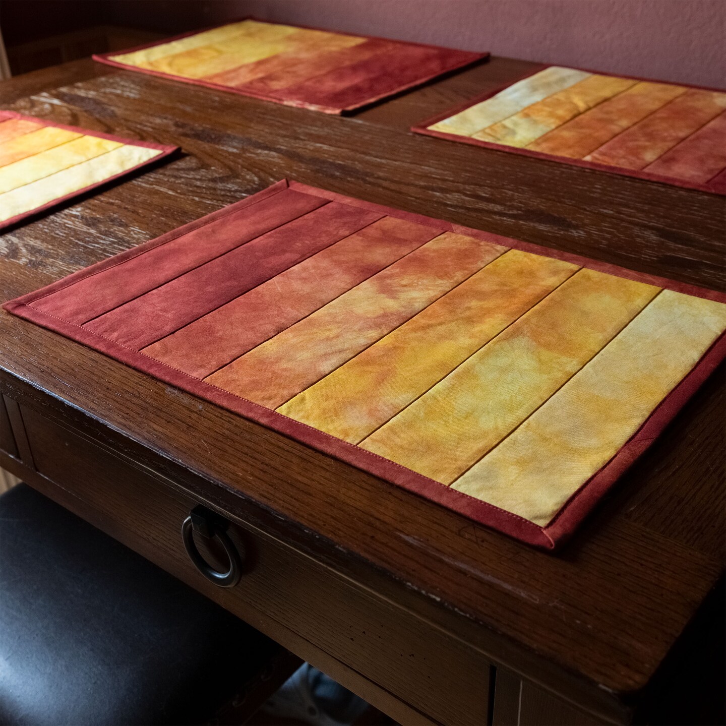 Fall Placemats Handmade with Hand Dyed Kona Cotton in Rich Autumn Colors