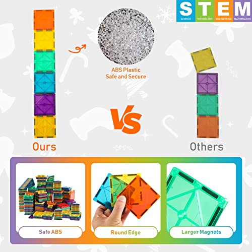 Magnetic Tiles Toys for Kids, Starter Set 3D Magnet Building Blocks Construction Playboards, STEM Learning Educational Toddlers Toy Gift for 3+ Year Old Boys and Girls