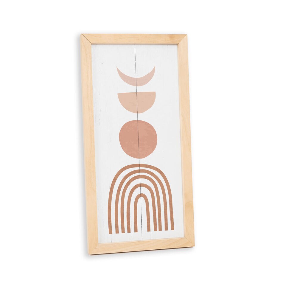 Natural Geometric Wall Art Wood Sign Framed Mid Century Decor .