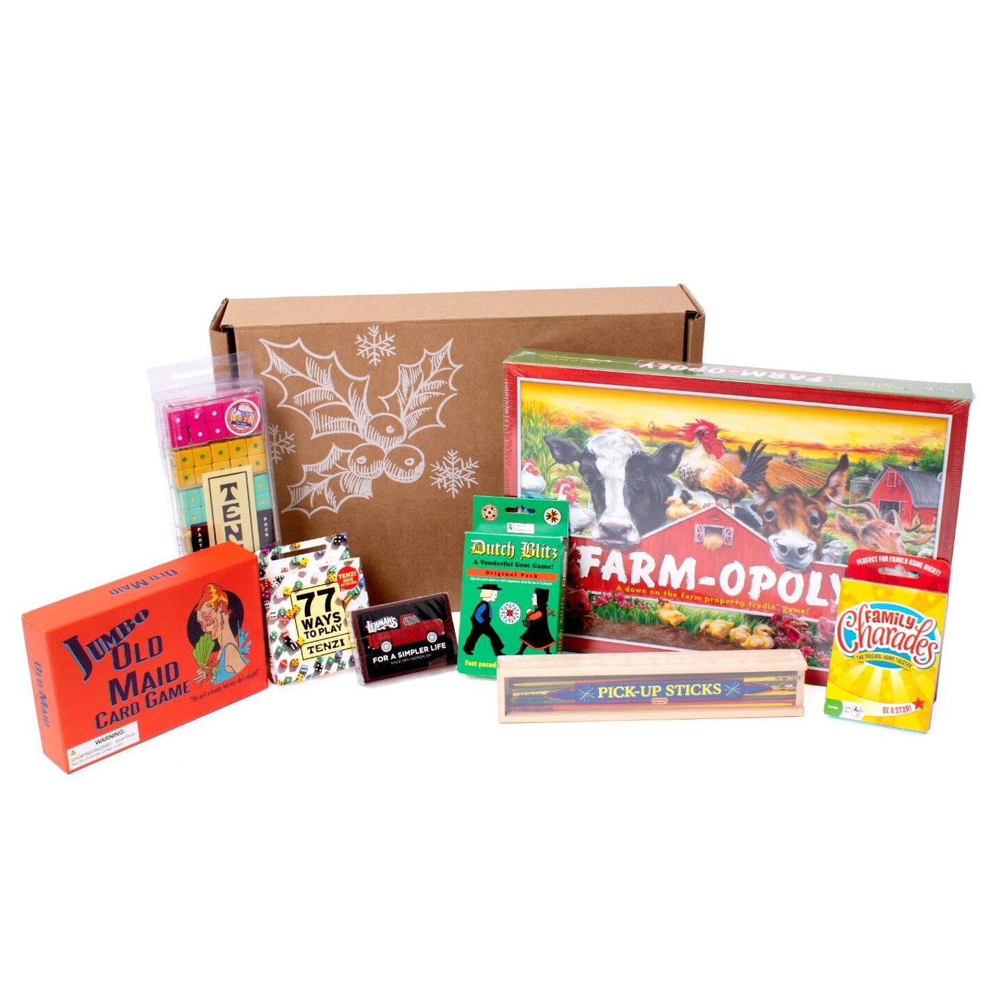 Family Game Night Gift Box, Pick-Up Sticks, Old Maid, Tenzi, Farmopoly,  Family Charades and Playing Cards | Michaels