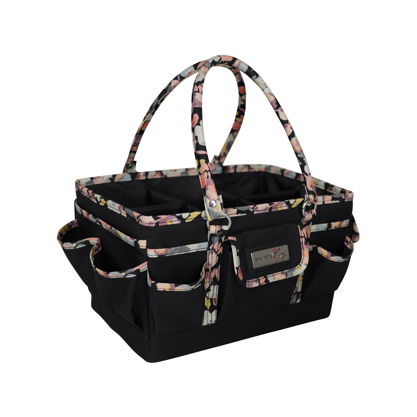Deluxe Store &#x26; Tote Craft Organizer, Black &#x26; Floral Trim